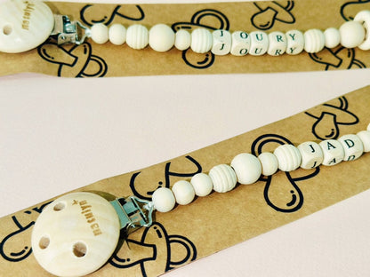 Attache Sucette En Bois personnalisée natulyn (sans sucette)